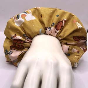 Υφασμάτινο λαστιχάκι scrunchie happy unicorns - ύφασμα, κορίτσι, για τα μαλλιά, λαστιχάκια μαλλιών - 5