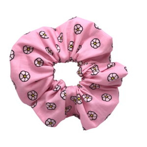 Υφασμάτινο λαστιχάκι scrunchie little daizies - ύφασμα, κορίτσι, για τα μαλλιά, λαστιχάκια μαλλιών