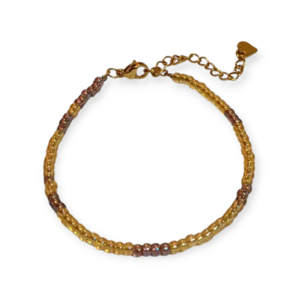 Βραχιόλι Αυξομειούμενο ''Purple Beads'' - επιχρυσωμένα, χάντρες, ατσάλι, αυξομειούμενα