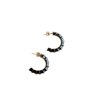 Σκουλαρίκια Καρφωτά '' Crescent Black'' - επιχρυσωμένα, σμάλτος, ατσάλι