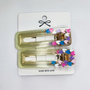Hair clips καρδιές - ρητίνη, μέταλλο, hair clips