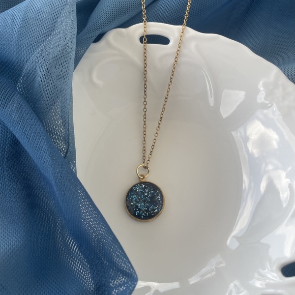 Eyesing | Handmade stainless steel necklace with resin - ρητίνη, κοντά, ατσάλι, φθηνά - 2