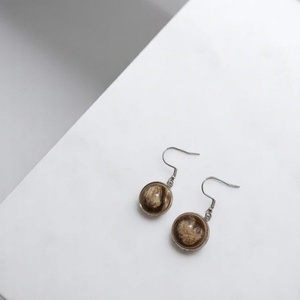 Σκουλαρίκια με plexi glass, κρεμαστά Light brown plexi glass earrings - plexi glass, ελαφρύ, κρεμαστά, γάντζος
