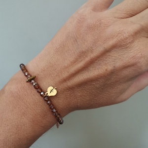 Βραχιόλι με φυλλαράκι - χάντρες, φύλλο, ατσάλι, αυξομειούμενα - 3