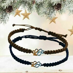 Σετ μακραμέ βραχιόλια γούρια - τύχης 2026 - νήμα, ατσάλι, αυξομειούμενα, γούρια - 2