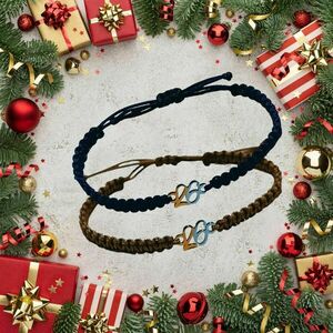 Σετ μακραμέ βραχιόλια γούρια - τύχης 2026 - νήμα, ατσάλι, αυξομειούμενα, γούρια - 4