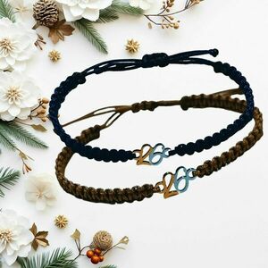 Σετ μακραμέ βραχιόλια γούρια - τύχης 2026 - νήμα, ατσάλι, αυξομειούμενα, γούρια - 5