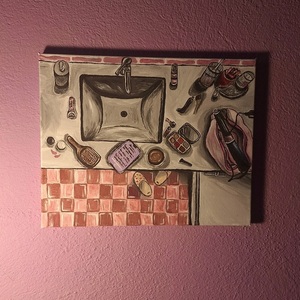 Getting ready - ακρυλικό, πίνακες σε καμβά, πίνακας με γυναίκα - 4