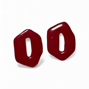 Crimson Loop — Χειροποίητα Σκουλαρίκια από Πολυμερικό Πηλό με Υγρό Γυαλί - ρητίνη, πηλός, μεγάλα, φθηνά - 2